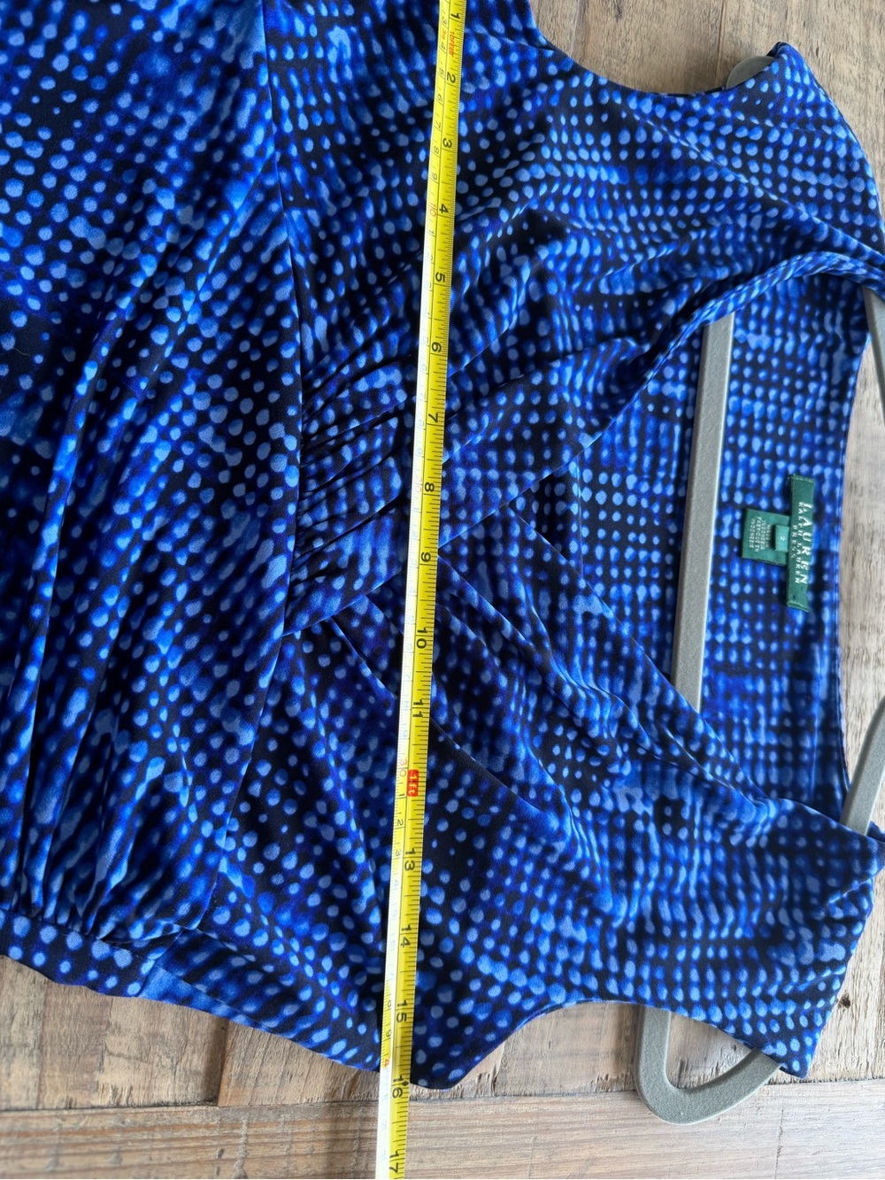 Ralph Lauren Blue and Black Midi Faux Wrap Dress - Picture 5 of 7
